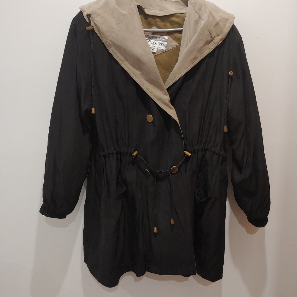 J Gallery black & tan anorak all-weather jacket